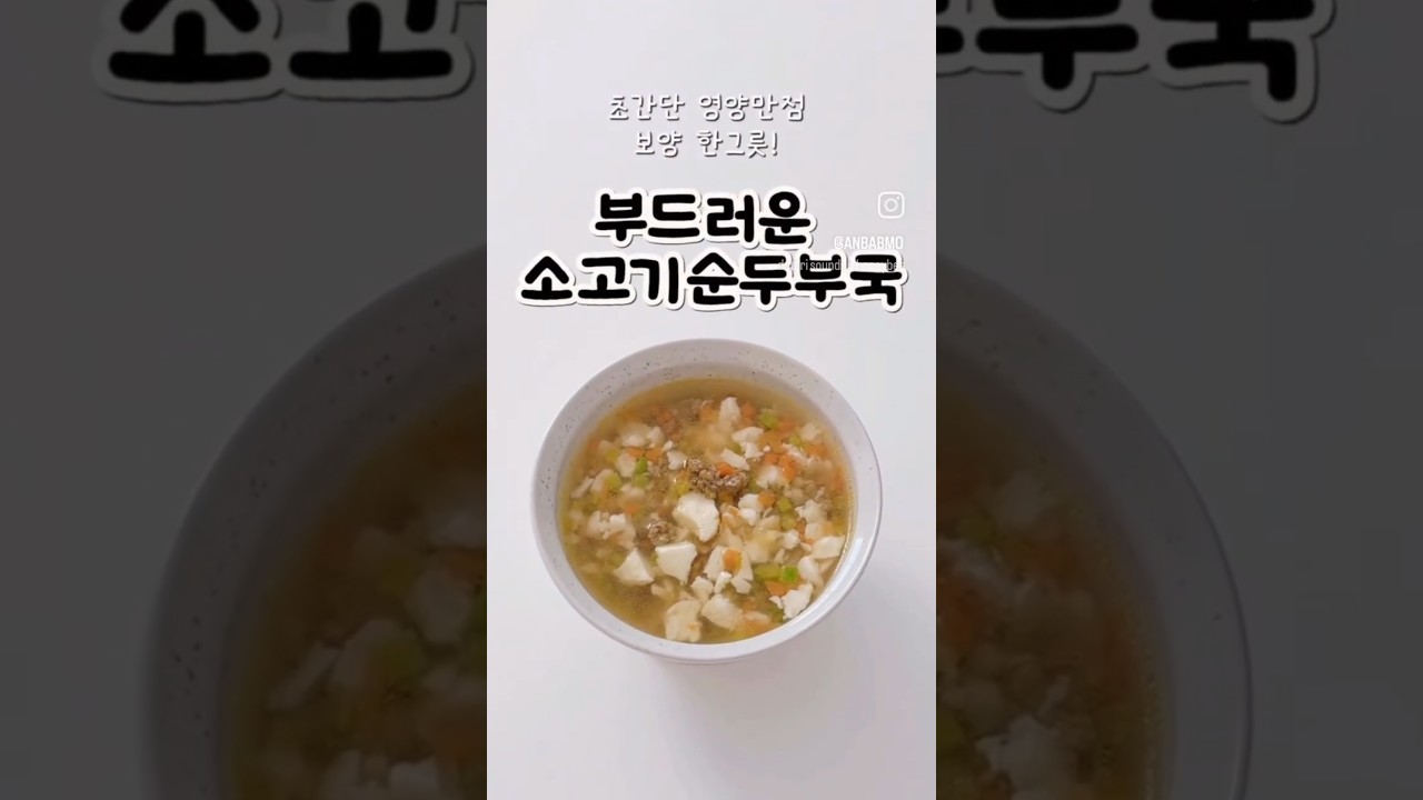 초간단 유아식: 부드러운 소고기 순두부국 — 안밥모 레시피 썸네일