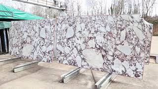 Calacatta Viola Extra, block no. 36. Bookmatch polished slabs.