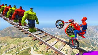 Người Nhện LÁI XE MÁY SIÊU TỐC | SPIDERMAN PARKOUR TRÊN QUÁI VẬT LỚN VÀ SIÊU ANH HÙNG screenshot 2