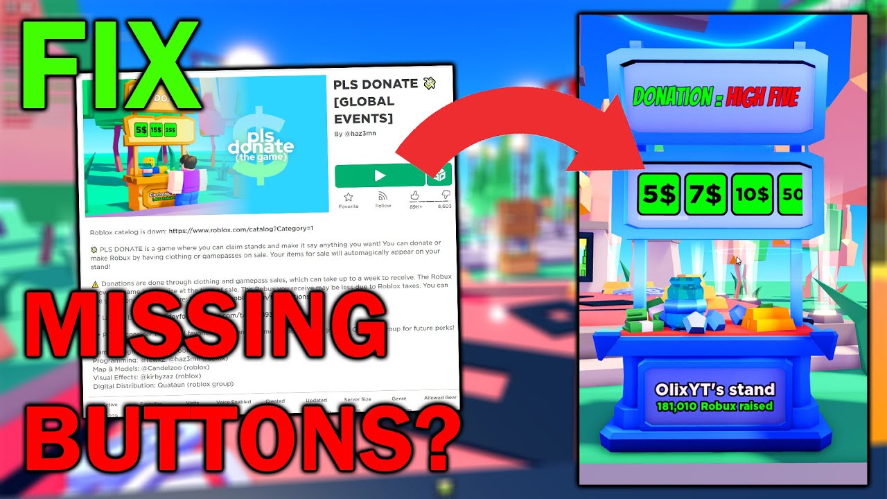 FIX ⚒ ) How to Fix MISSING DONATION BUTTONS in Pls Donate