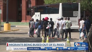 Buses leave El Paso Union Depot taking migrants to New York, Chicago, Denver