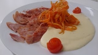Lacon Con Pure De Patatas Y Crujientes De Zanahoria Dastatu