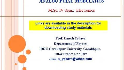 M.Sc. IV Sem. (Electronics): Analog Pulse Modulation