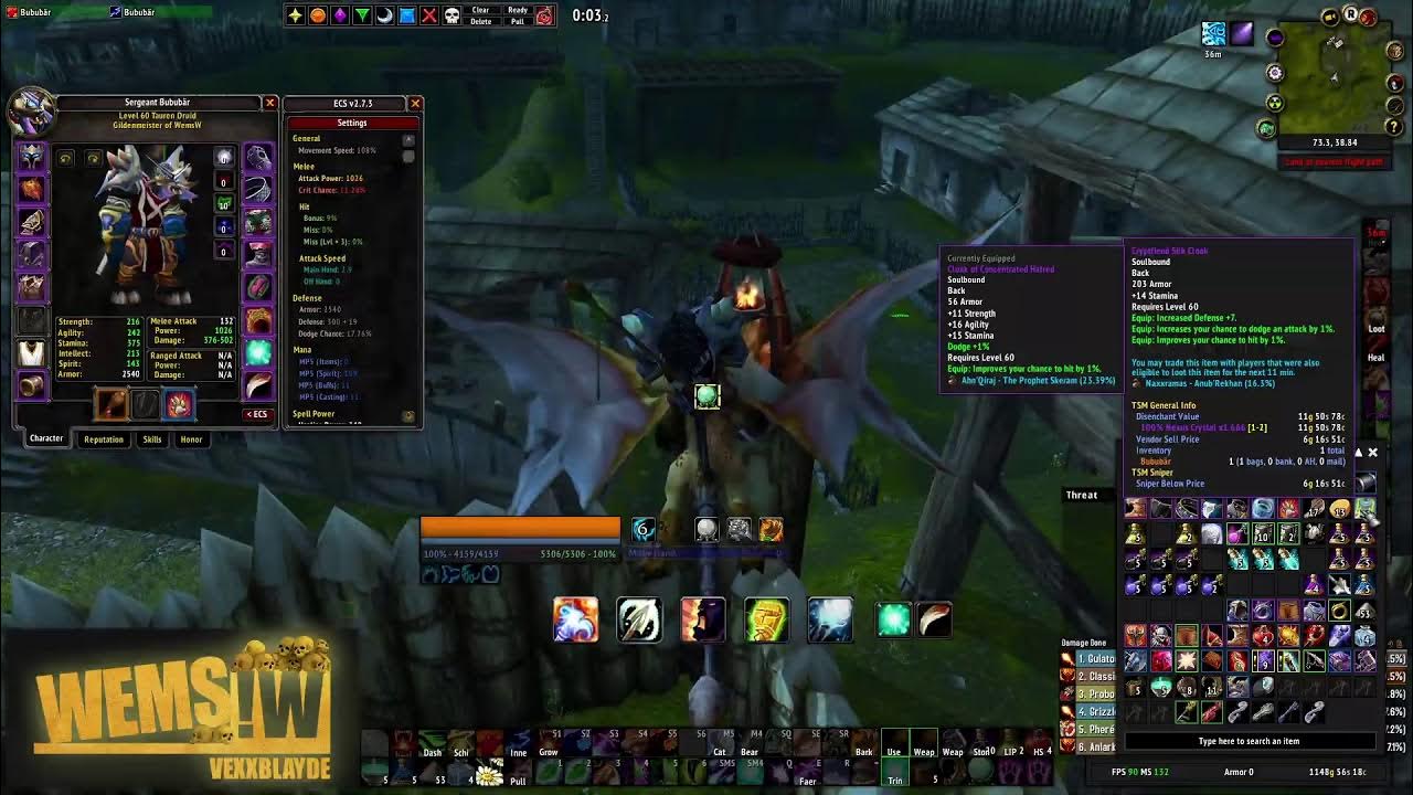 NO WB Naxx Feral Druid Tank WoW Classic 18032021 Patchwerk (Horde) YouTube