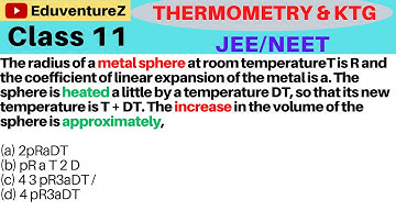 The radius of a metal sphere at room temperatureTis R and the coefficient of linear expansion of the