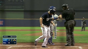 LAD@MIL: Segura draws a bases-loaded walk in the 5th