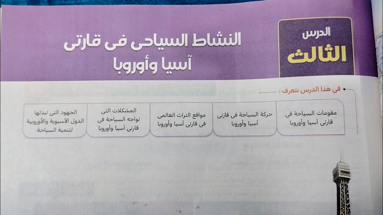 شرح درس النشاط السياحي في قارتى آسيا وأوروبا من كتاب الامتحان دراسات تانية اعدادى ترم ثاني 2026