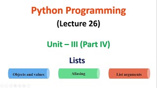 Python Programming | JNTUA | UNIT 3 | Lists | Lecture 26