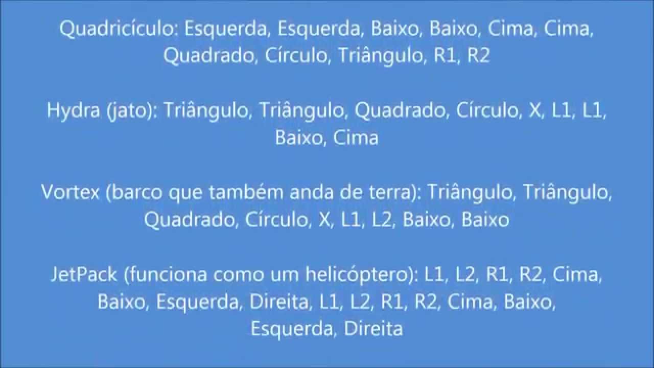 codigos do gta san andreas ps2 completo YouTube