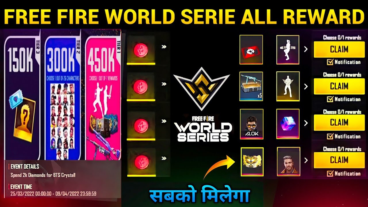 FREE FIRE WORLD SERIES EVENT ALL REWARD 😍