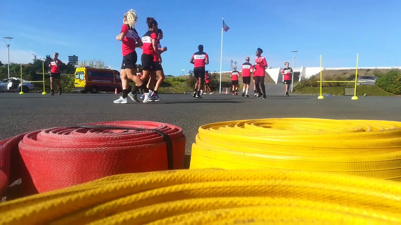 Echauffement avec le sergent-chef Julien Dudal