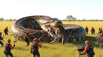 Animal Rescue: Brave Team Saves Mother Kangaroo from Giant Python Attack