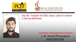 Database Management Systems I - Question set 50 | 1st Year | J.M.Vimod Priyankara | Java Institute