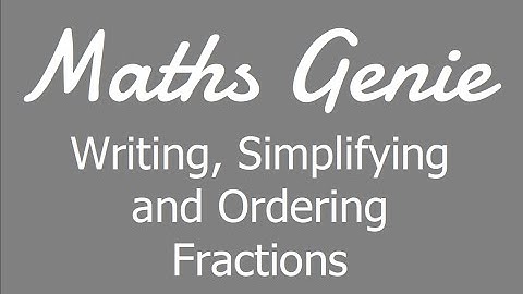 Writing, Simplifying and Ordering Fractions