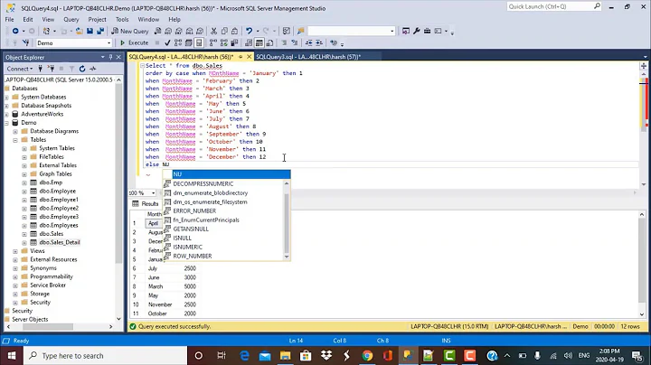 SQL Query | Custom Sorting | Order by Month in an Year