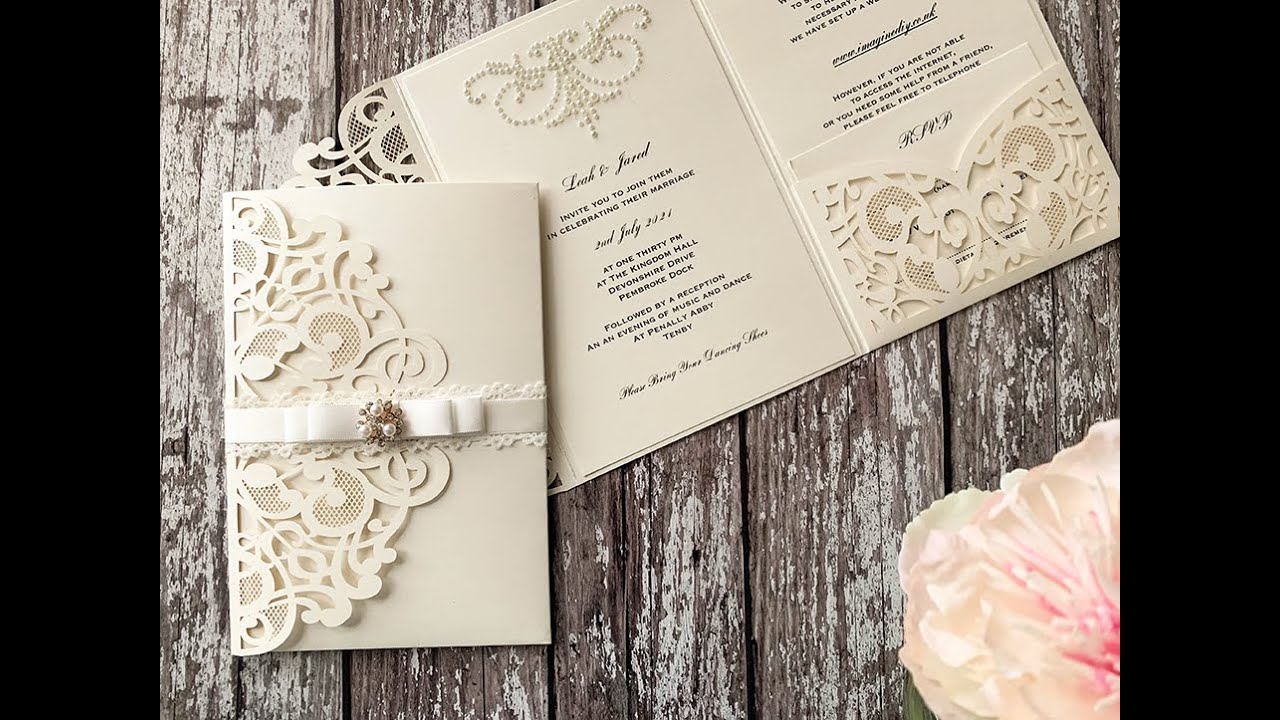 Download How To Make Your Own Wedding Invitation With Laser Cut Pocket Fold Diy Invitation With Pocket Youtube