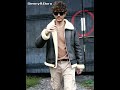 Denny&Dora Men‘’s Shearling Jacket Lapel Collar Short Sheepskin Coat Grey Casual Leather Jacket