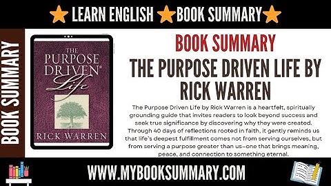 Book Summary⭐The Purpose Driven Life by Rick Warren  ⭐@Mybooksandstorytime ​