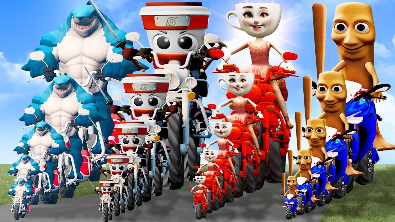 Big & Small Tralalero Tralala vsTung Tung Sahur vs Assassino vs Ballerina vs on motorcycle vs Train