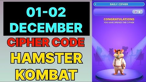 Hamster Kombat Dev Game Daily Cipher 01 December | Hamster Kombat Daily Cipher Code 01 December 