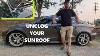 AUDI A3 sunroof drain repair. How to unclog the front and rear sunroof drains