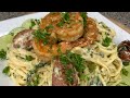 CAJUN SHRIMP, CRAB MEAT AND SAUSAGE LINGUINE ALFREDO PASTA|| EASY RECIPE