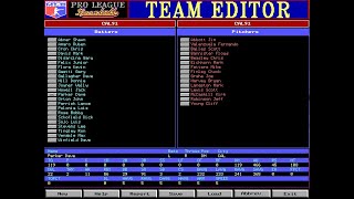 Pro League Baseball - tutorial - create/edit teams (IBM PC)