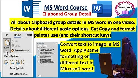 All about clipboard group in MS word | Cut, Copy, Format painter & 4 paste option in Microsoft Word.