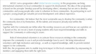 Guide How to sell Global Service Learning to communities July 2014