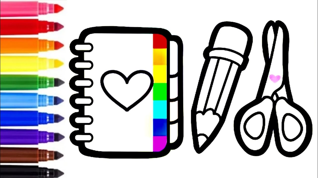 How to draw School Supplies School Supplies Drawing and Coloring for