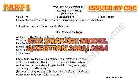 Class 10/ SEE Important English Model Question Solution 2080/2024 || Issued By CDC || Part 1