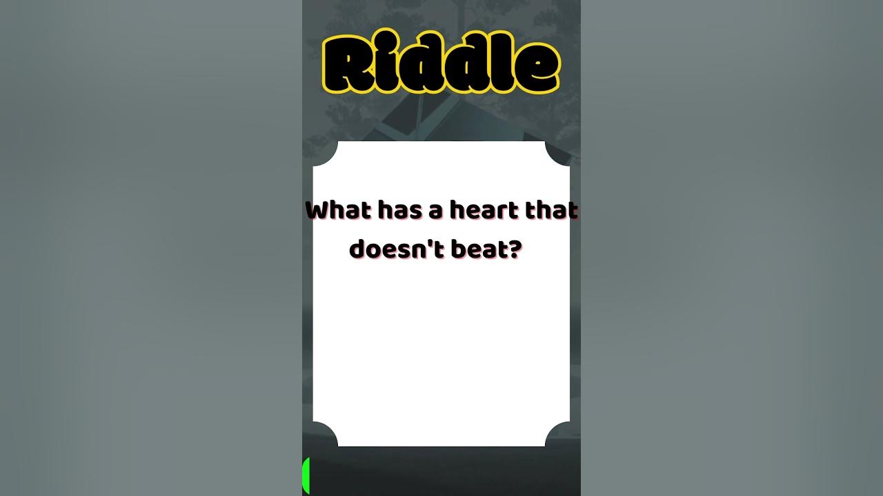 What has a heart that doesn't beat? 🤔 #riddles #shorts #brainbooster