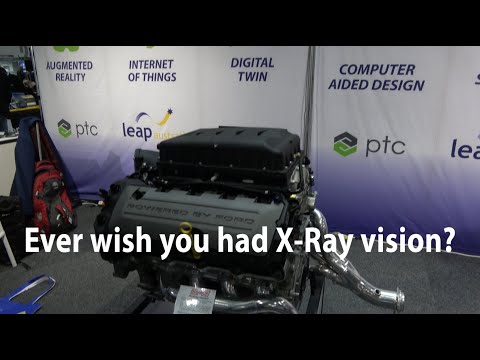 Augmented Reality X-Ray vision - LEAP AR display with Harrop Superchargers at 2019 NMW/Austech