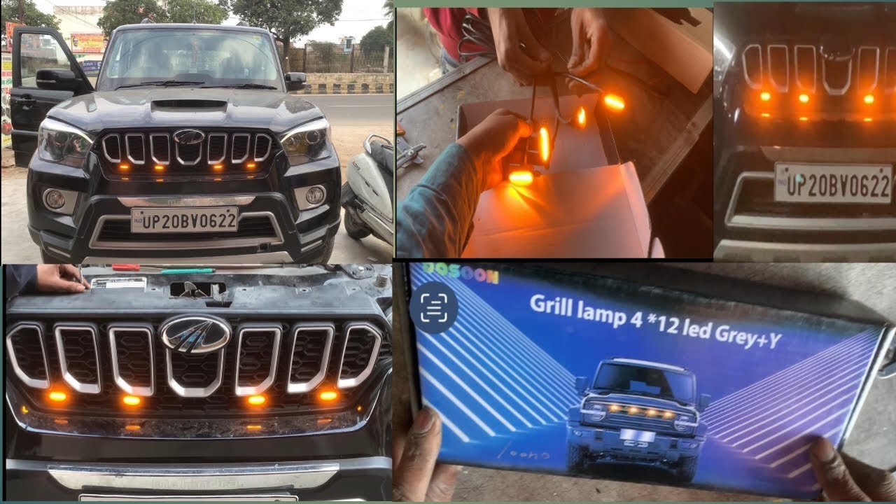 Mahindra Scorpio Front Grill Led Amber Lights installation || AYW 4 LED