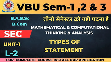 VBU SEM-1,2 & 3  Lecture-2  FYUGP SEC Paper | Mathematical & Computational Thinking & Analysis