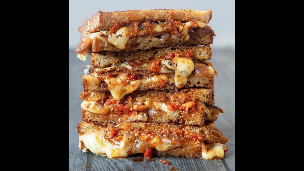 How to Make a Grilled Cheese with Gruyere, Prosciutto, Caramelized Onions, Honey and Hot Peppers