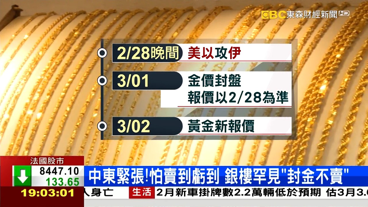 中東戰升溫 黃金飆漲前銀樓「封金不賣」