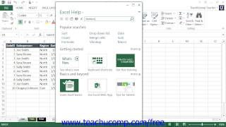 Excel 2013 Tutorial Using Excel Help Microsoft Training Lesson 11.1