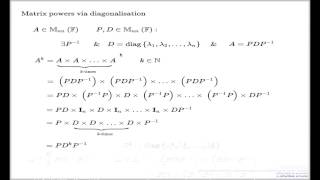 Power of matrix via diagonalisation