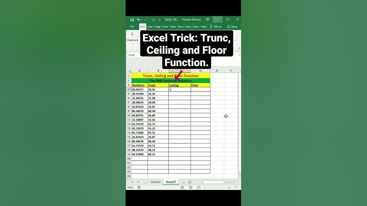 Excel trick trunc ceiling and floor function youtube