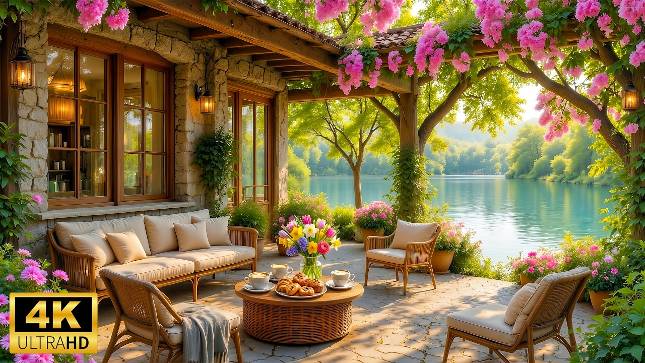 Tranquil Garden Morning at a Cozy Porch - Relaxing Piano Music with ...
