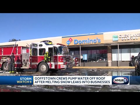 Goffstown crews pump water off roof after melting snow leaks into businesses