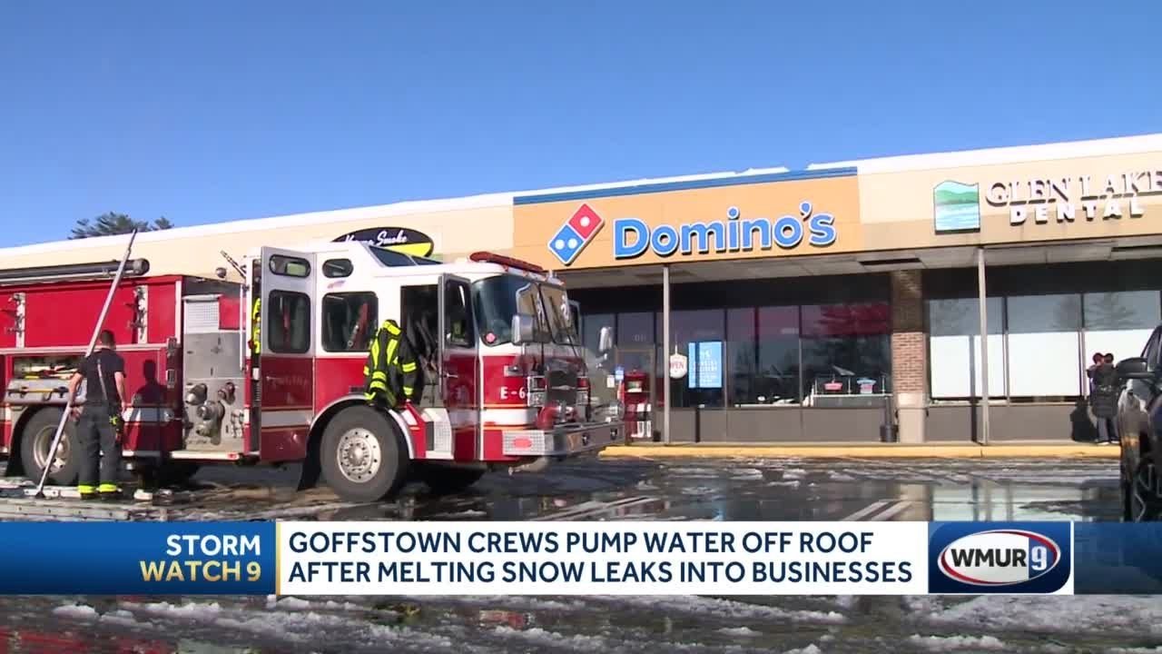 Goffstown crews pump water off roof after melting snow leaks into businesses