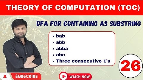 DFA for containing as Substring|Concept| design| TOC | solved Example