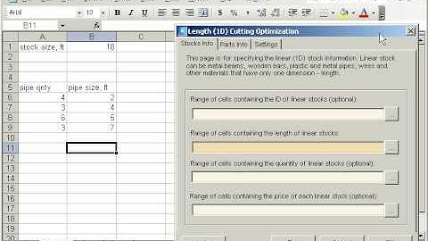 Length cutting optimization add-in for Excel.
