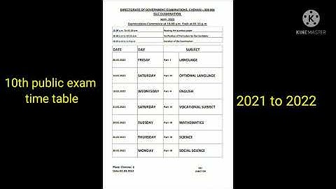 10th std public exam time table | 2022 | confirmed |