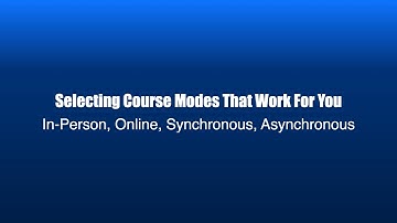Selecting Course Modes That Work For You: In-Person, Online, Synchronous, Asynchronous