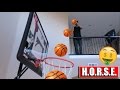 MINI HOOP TRICKSHOT H.O.R.S.E. CHALLENGE! LOSER PAYS RENT!