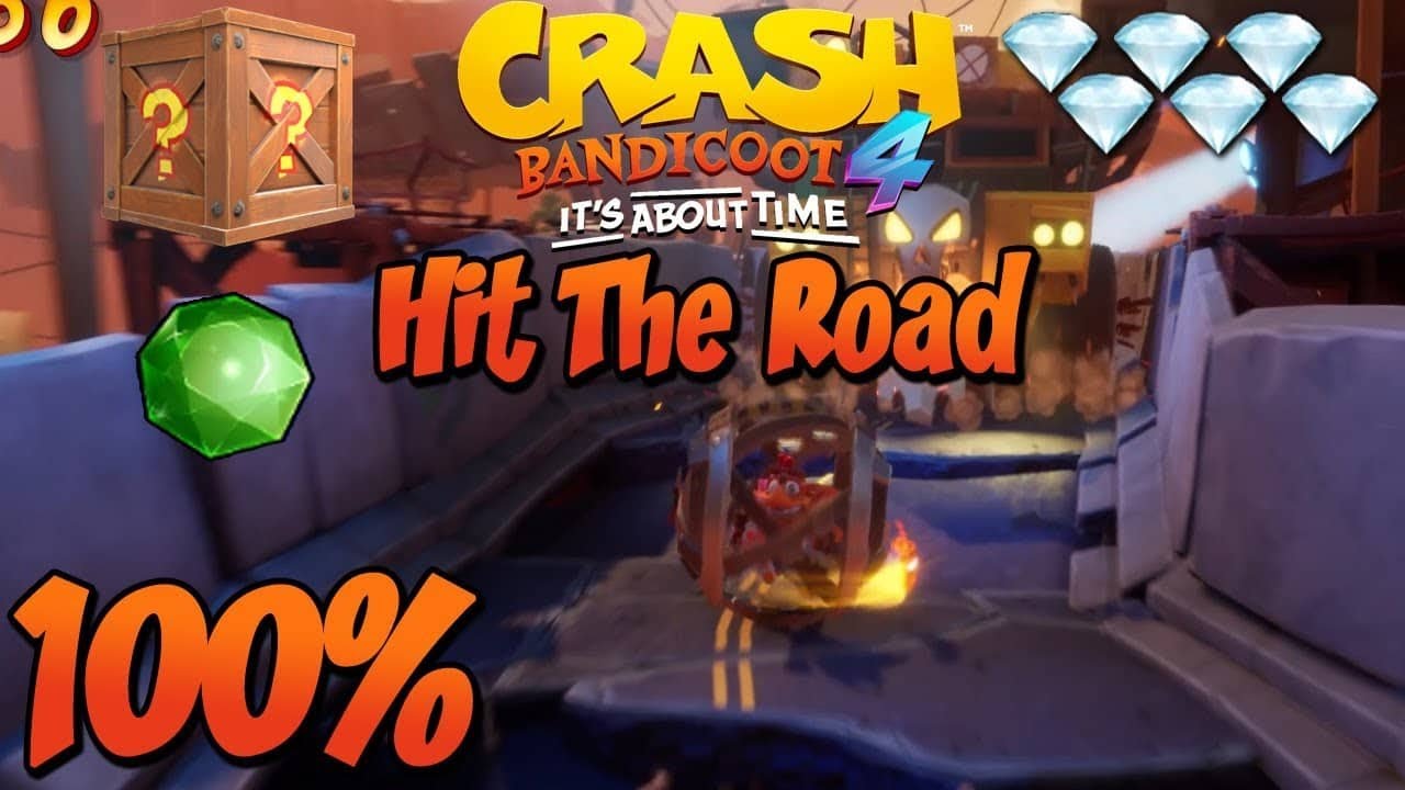 Hit The Road All boxes & green gem 100 Walkthrough Crash Bandicoot