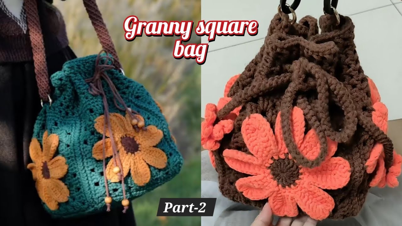 3D**How to crochet granny square bag !! Tutorial for beginners 